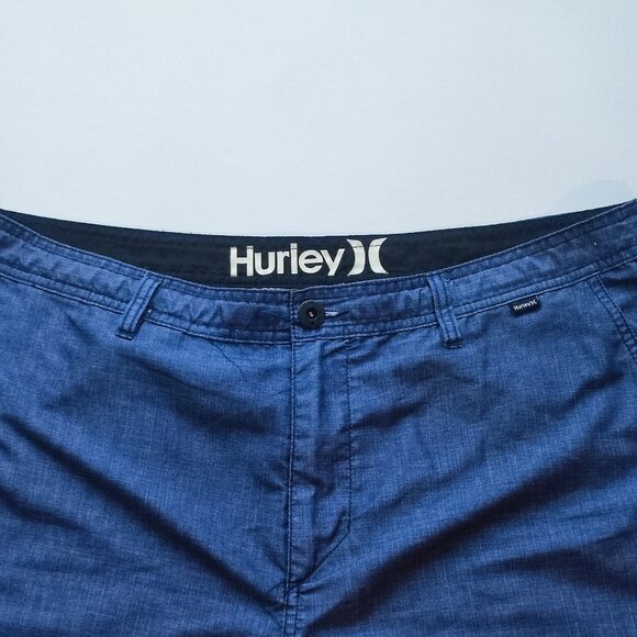 Hurley lightweight summer flat front short darker blue men's size 38 - Picture 2 of 10